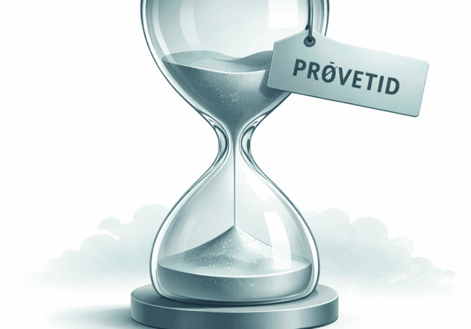 Elegant timepiece med _PRØVETID_-tag