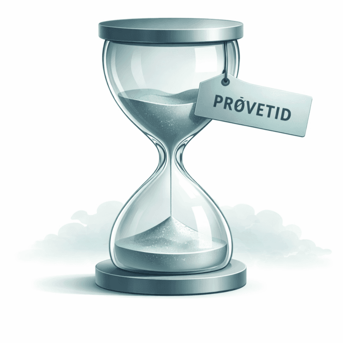 Elegant timepiece med _PRØVETID_-tag